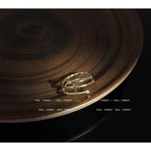 Retro Gold Plated Zircon Bamboo Ring Female Fashion Light Luxury Multi Layers Adjustable Index Finger Rings for Women