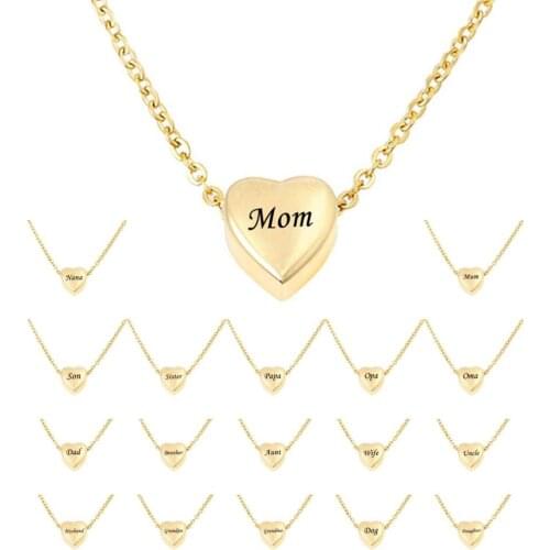 Gold Heart Urn for Ashes Pendant Necklace with Dad Mom Customize Name Engraving - Memorial Ash Keepsake Cremation Jewelry