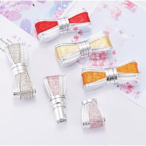 10/30pcs 12.1mm Diamond Bowknot Lipstick Tube High Grade Lip Balm Tubes Cosmetic Refillable Bottles Magnetic Snap Tubes