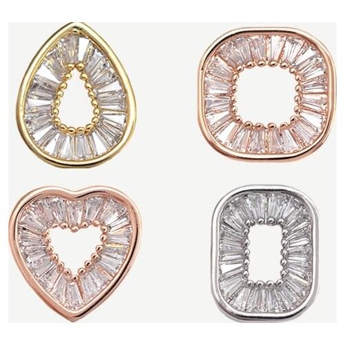 10pcs/lot 3D Hollow Drop Square Love Frame Alloy Nail Art Zircon Metal Manicure Nails Accessories Supplies Decorations Charms