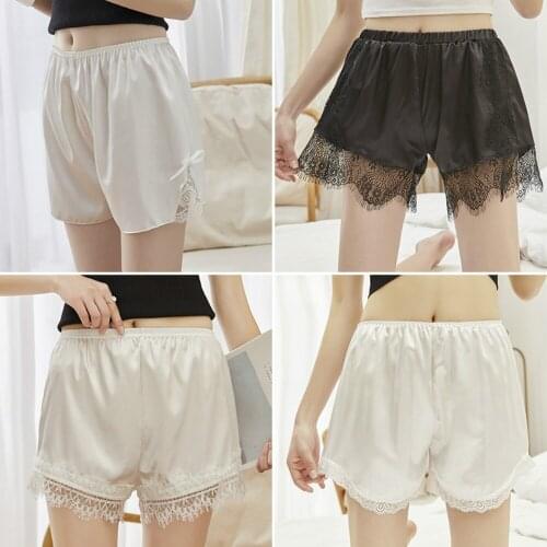 2020 Safety Pants Women Summer Butterfly Lace Eyelash Bottoming Anti Light Wear Thin Shorts Black White Breathable backing