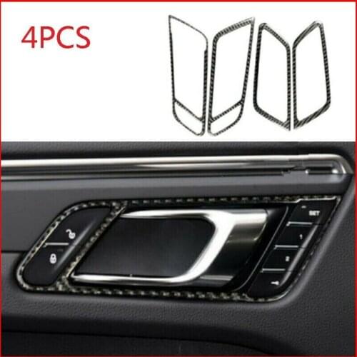 Carbon Fiber Interior Door Handle Bowl Frame Trim For Porsche Macan 2014-2019 4pcs