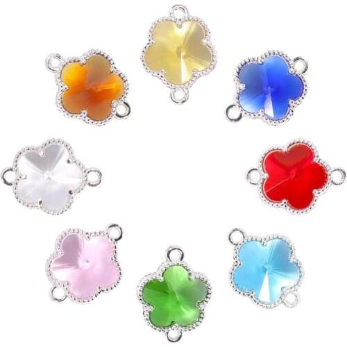 50pcs Glass Links/Connectors with Environmental Alloy Open Back Berzel Findings DIY Earring Necklace Women Jewelry Making