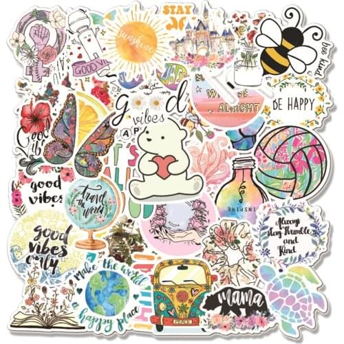 50PCS/Pack New VSCO Flower Graffiti Stickers For Notebook Motorcycle Skateboard Computer Luggage Cartoon Decal Sticker Toy