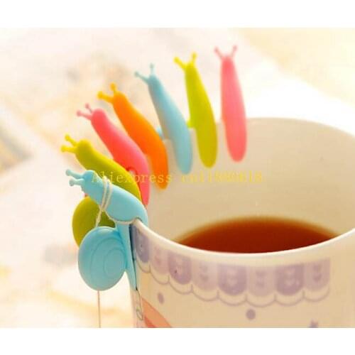 5000pcs/lot Cute Snail Shape Tea Bag Clip Cup Mug Tea Infusers Strainer Clips Party Decor Silicone Tea Bag Holder 6 colors