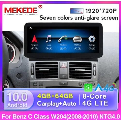 8-Core Car Radio Android 10 for Mercedes Benz C Class W204 2008 2009 2010 Navigation Auto Audio Car Stereo Screen Multimedia Gps