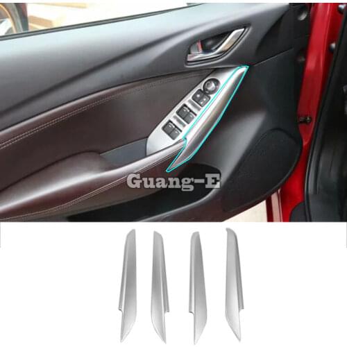 Car Stick Styling ABS Chrome Door Armrest Handrail Trim Frame Switch Glass For Mazda6 Mazda 6 Atenza 2017 2018 2019