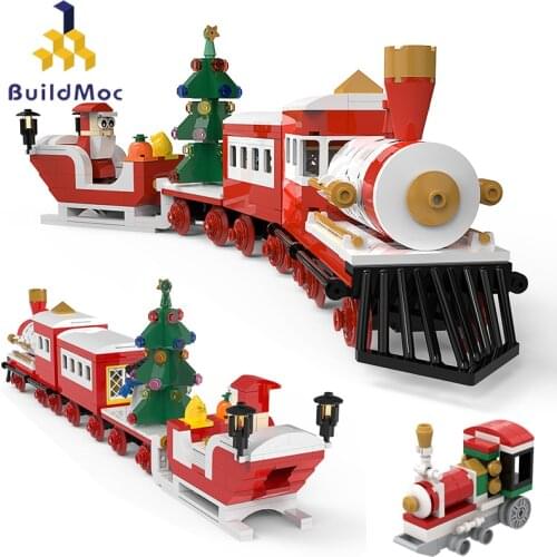 Buildmoc Friends City Winter Christmas Train Sets Building Blocks Santa Claus Figures Toys For Girls Boys Christmas Gift
