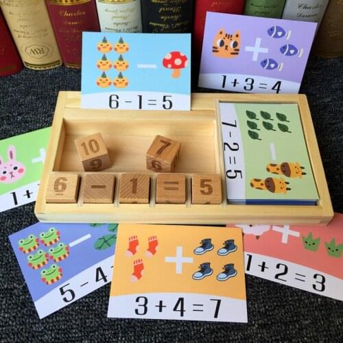 Wooden Numbers Addition Subtraction Operation English Words Cognitive Math Montessori Educational Learning Wooden Toys