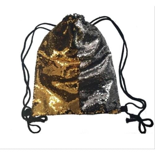 DHL 10 pieces drawstring bag women men Roses Casual Double Color shiny Sequins Unisex Chest Bag Backpack Large Drawstring bag