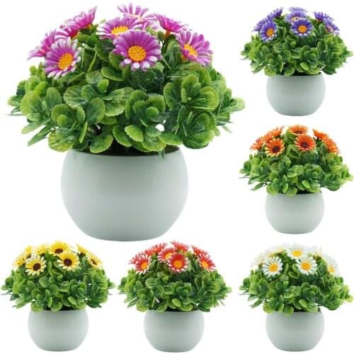 Durable Potted Artificial Chrysanthemum Fake Flower Plant Nice-looking Artificial Potted Flower Vivid for Household