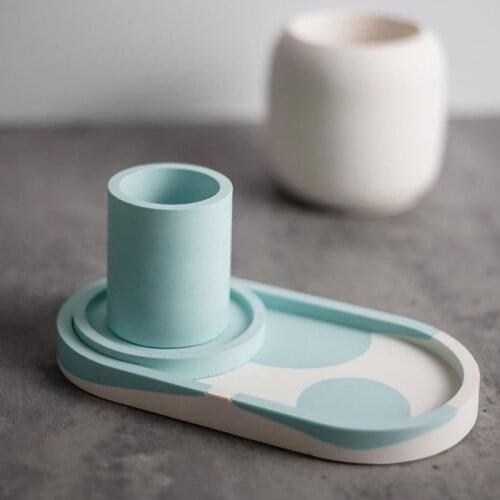 Concrete Candle Container Mould Candle Cup Mould Candlestick Plaster Storage Tray Silicone Mould Concrete Vessel Mold