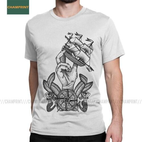 Men Captain Of The Ship Sailing T Shirt Sea Boating Sailor Sailboat Yacht Cotton Clothes Short Sleeve Tees Plus Size T-Shirt