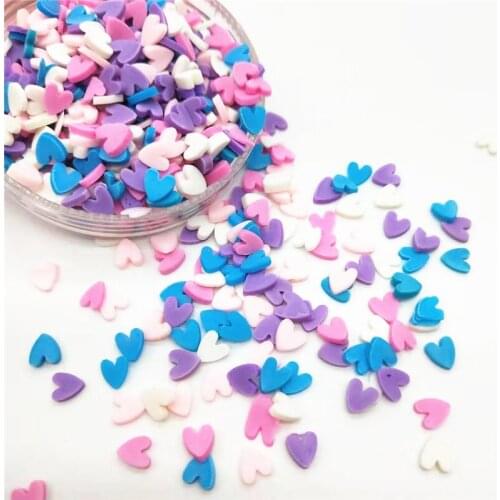 20g/lot 5mm Violet Heart Clay Polymer Colorful for DIY Crafts Tiny Cute Card Making Accessories