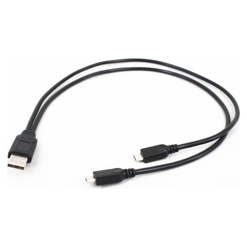 Micro USB Splitter Cable Y Charger Lead USB 2.0 A to Dual Micro B Power Enhancer Hub Adapter 1 Male to 2 Male