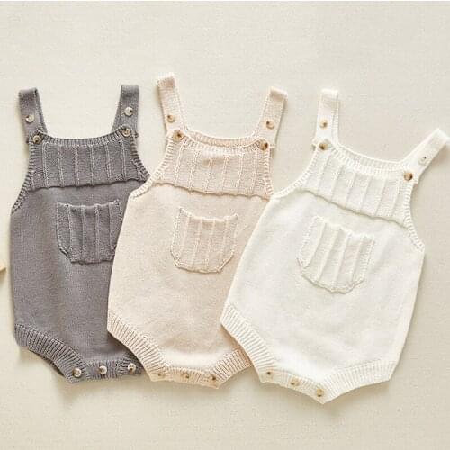 Korean Style Toddler Boys Girl Knitting Romper Cotton Sleeveless Spring Autumn Baby Boys Girls Clothes Infant Baby Jumpsuit