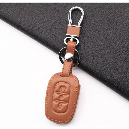 For Renault Duster Logan Sandero Captur Clio Laguna Scen 2015 2016 2017 3 Button Remote Leather Key Case Cover Fob Protect Shell