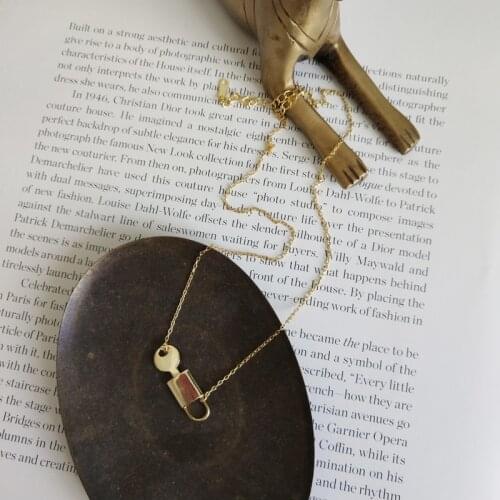 925 sterling silver lock key style Korean Pendant and necklace gift for women gold chain Geometric designer personalized jewelry