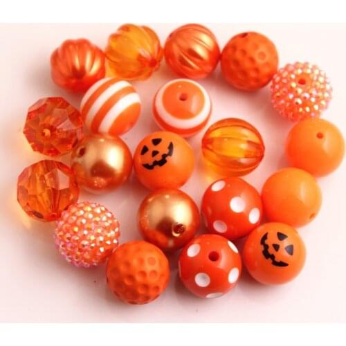 Kwoi vita AM-07 Orange Color Custom Design Mix Acrylic beads for Kids Chunky beaded Necklace Jewelry 20mm 50pcs A lot