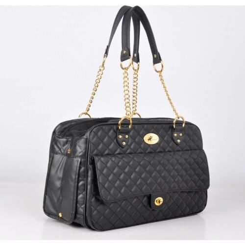 Pet Dog Fashion PU Solid Black Breathable Bags Outdoor Travel Carries Slings Bags For Small Dog Cats PB735