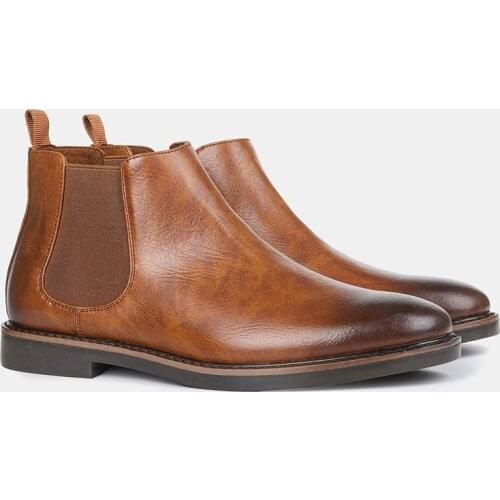 Yomior Autumn Vintage Men Casual Shoes High Quality British Leather Wedge Ankle Boots Business Wedding Pointed Toe Chelsea Boots