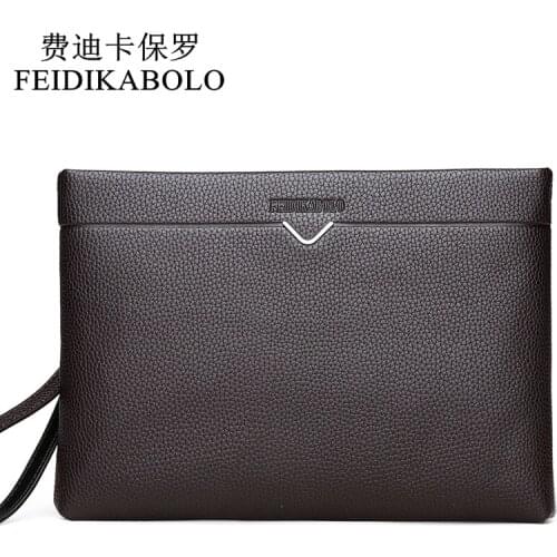 FEIDIKABOLO Men Wallet Leather Purse For Men Clutch Wallet Brand Design Wallets Hand Bags Brown Black Male Purses Carteira homem