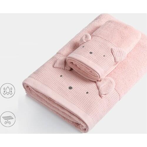 2pcs Bath Towel Set Microsoft Fabric Soft Bath Towels Soft Absorbent Towel Set Cartoon Bear Bathroom Towels Gift Choice