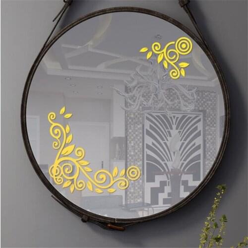 Spiegel Wall Sticker Home Decoration Sticker For Living Room Bedroom TV Wall Golden Flower Vine Mirror Wall Stickers