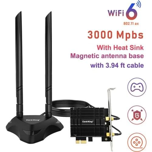 New Gaming 3000Mbps WiFi 6 Adapter PCI Express Bluetooth 5.1 Wi-Fi Dual Band 2.4G / 5G 802.11AC/AX Intel AX200 PCIe Network Card