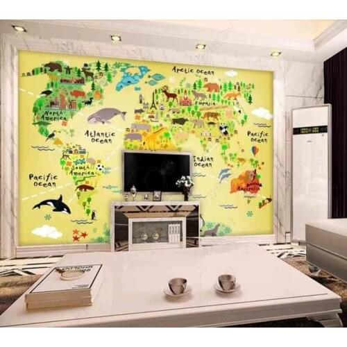 Papel de parede Super clear vector cartoon childrens room map 3d wallpaper children bedroom wall papers home decor