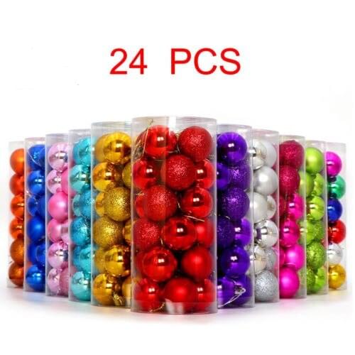 Wholesale 24Pcs Christmas Tree Hanging Balls 10 Colors Xmas Ornaments Festival Baubles Party Wedding Decoration