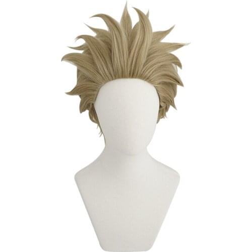 Anime My Hero Academia Hawks Cosplay Wig Short Light Brown Heat Resistant Synthetic Hair Wig + Wig Cap
