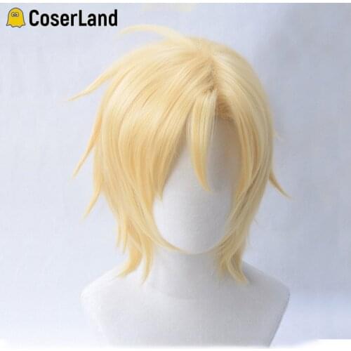 Banana Fish Ash Lynx Cosplay Wigs Aslan Jade Callenreese Short Blond Wig New Anime Golden Wig Boys Heat Resistant with Wig Cap