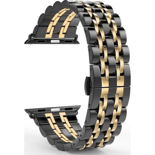 Stainless Steel Band for Apple Watch Series 5 44mm Band Strap for Iwatch 6 4 3 2 40mm 42mm 38mm Bracelet Strap Butterfly Buckle