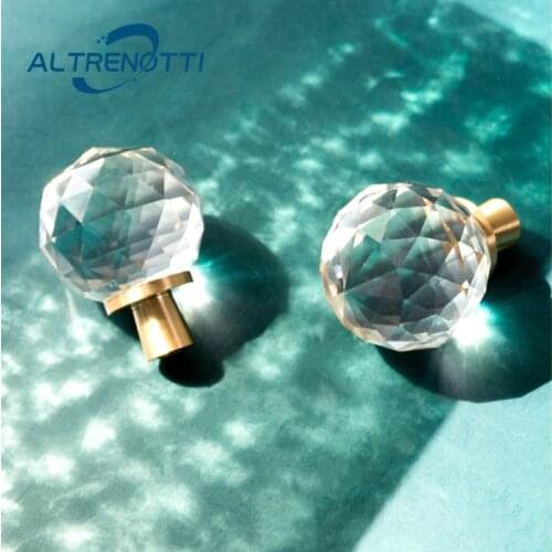 Furniture Cabinet Handle Crystal Glass Brass Luxury Wardrobe Kitchen Door Pull Drawer Cupboard Closet Dresser Room Knob Hardware