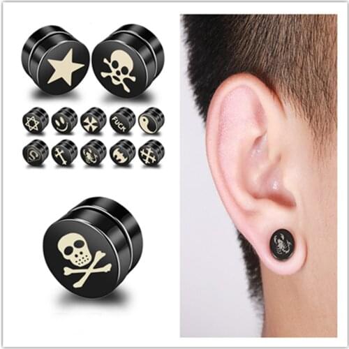 Hot Sale 10MM Stylish 1 Piece Punk Mens Strong Magnet Magnetic Ear Stud Non Piercing Fake Earrings Multi-Picture Fake Earrings