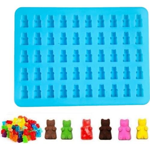 50 Cavity Silicone Mold Gummy Cute Bear Shape Mould Jelly Bear Cake Candy Ice Trays Chocolate Moulds Cake Decorating Tools
