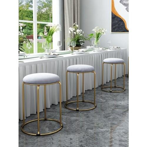 Stool living room spare round stool Home furniture Light luxury creative vanity chair iron upholstered stool leisure bar chair