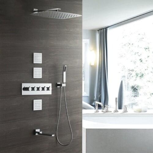 Dark Outfit Constant Temperature Shower Shower 350*550 Top Spray Into Wall Type Full Copper Shower Suit Hi05005i-2