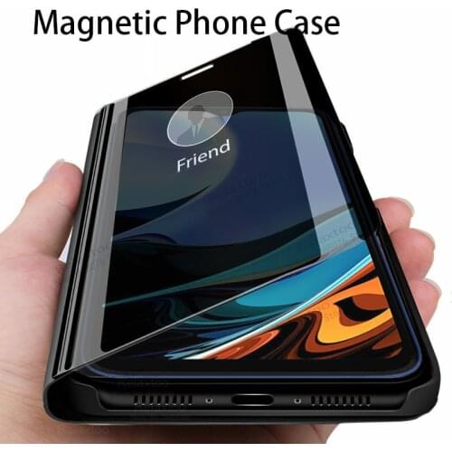 Smart mirror case for coque xiaomi redmi 9t 9 t t9 nfc nfs 6.53'' fundas cover capas book style magnetic stand flip on redmi9t