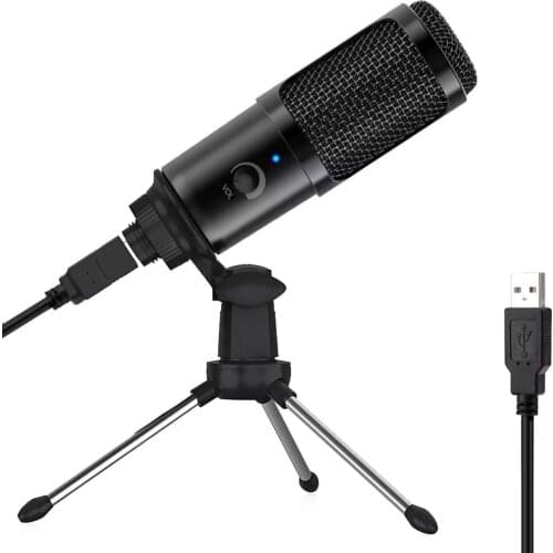 USB Microphone with Mic Gain 192Khz/24Bit Podcast PC Computer Condenser Mic for Recording Gaming Streaming Youtube Microfone