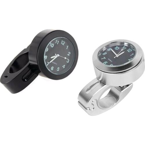 Waterproof Watch Clock Bicycle Motorcycle Handlebar Watch Quartz Clock Honda For Davidson Kawasaki Black/silver C2D9