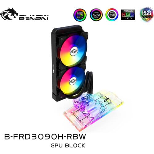 BYKSKI GPU Water Block for AIC GeForce RTX 3080 3090 Reference Edition With 240mm Radiator / PUMP / 2pcs Fan A-RGB LED Light