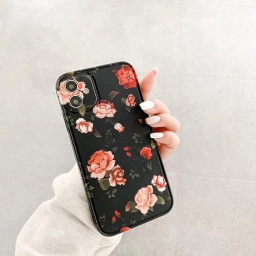 High quality Vintage roses soft silicon phone case for apple iphone 12 MiNi 7 8 X XS XR MAX 11 Pro Photo frame Flower back cover