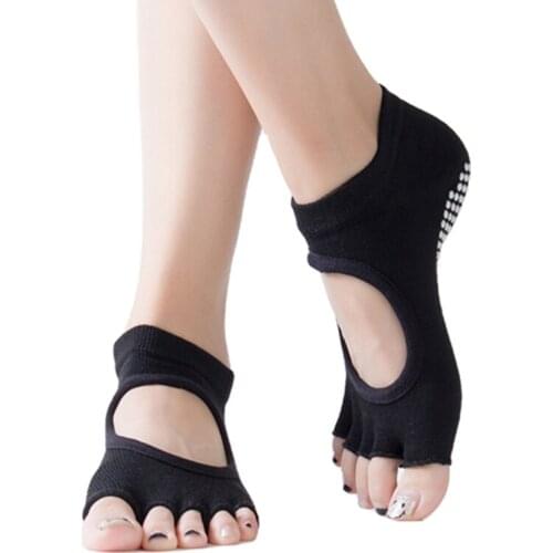 1 Pair Women Yoga Socks Anti Slip for Lady Gym Fitness Sports Pilates Sock Professional Slippers Dance Protector 5 Toe Socks