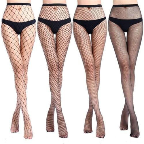 Women Sexy Pantyhose Mesh Fishnet Nylon Tights Long Stockings Jacquard Step Foot Seam Lingerie Hosiery Ladies Mesh Black Tights