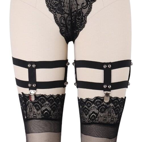 Leg Garter Belt Fetish Rivet Harajuku Body Harness Wedding Garter Pole Dance Body Stocking Belt Women Rave Goth Harness Bondage