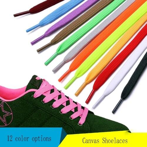 1Pair Double Flat Laces High Quality Polyester Shoelaces Fashion Sports Casual Shoe Lace Solid Flat Shoelace 12 Colors