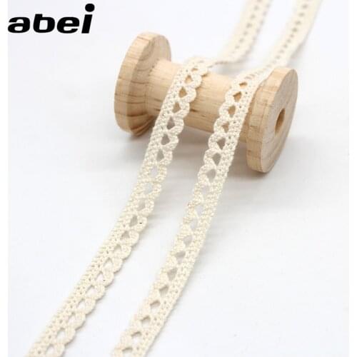 10yards/lot 8mm Cotton Lace Beige Cotton Fabric Wedding Party Craft Gift Packing Child Dress Ribbon Decors DIY Sewing Material