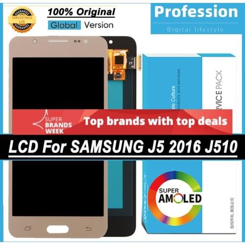 100% Original 5.2'' Display for Samsung Galaxy J5 2016 J510 J510F J510FN LCD Touch Screen Digitizer Repair Parts + Service Pack